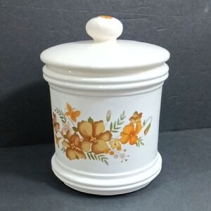 Vintage Retro Floral Decor 8" High Ceramic Storage Container w/Lid Made in Japan